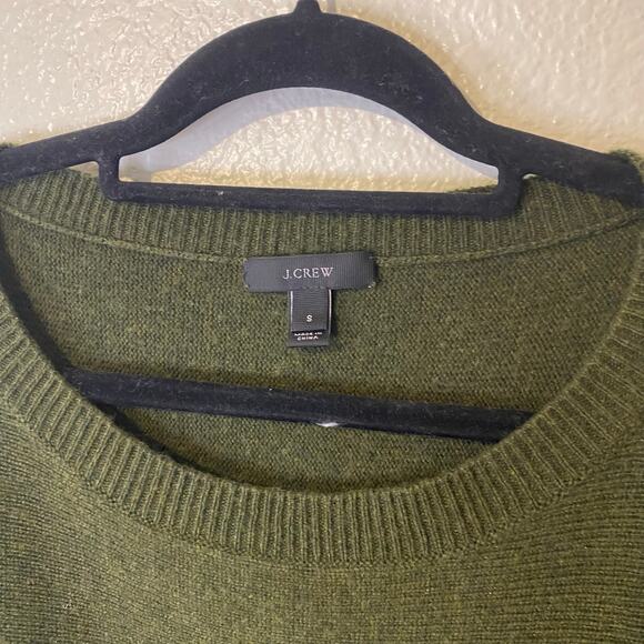 J Crew Green Crewneck Tie Asymmetric Hem Long Sweater Size Small Oversized - Picture 8 of 9